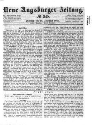 Neue Augsburger Zeitung Dienstag 18. Dezember 1860