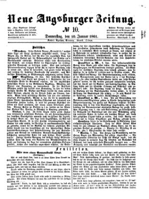 Neue Augsburger Zeitung Donnerstag 10. Januar 1861