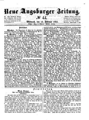 Neue Augsburger Zeitung Mittwoch 13. Februar 1861