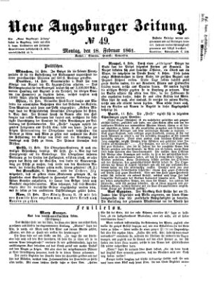 Neue Augsburger Zeitung Montag 18. Februar 1861