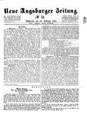 Neue Augsburger Zeitung Mittwoch 20. Februar 1861