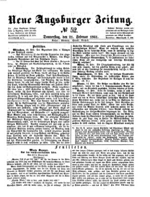 Neue Augsburger Zeitung Donnerstag 21. Februar 1861