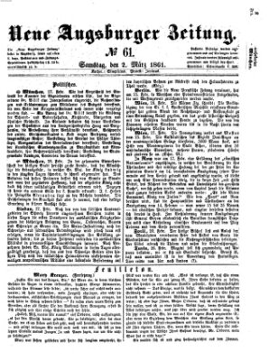 Neue Augsburger Zeitung Samstag 2. März 1861