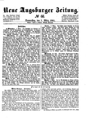 Neue Augsburger Zeitung Donnerstag 7. März 1861