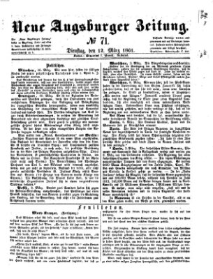 Neue Augsburger Zeitung Dienstag 12. März 1861