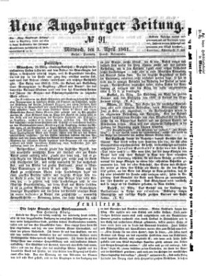 Neue Augsburger Zeitung Mittwoch 3. April 1861