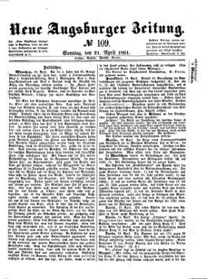 Neue Augsburger Zeitung Sonntag 21. April 1861