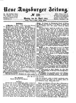 Neue Augsburger Zeitung Montag 22. April 1861