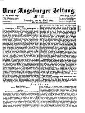 Neue Augsburger Zeitung Donnerstag 25. April 1861