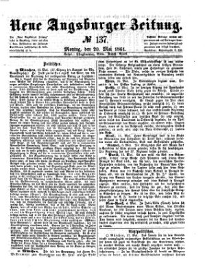 Neue Augsburger Zeitung Montag 20. Mai 1861