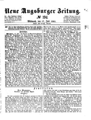 Neue Augsburger Zeitung Mittwoch 17. Juli 1861