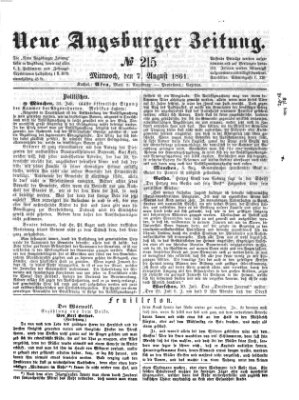 Neue Augsburger Zeitung Mittwoch 7. August 1861