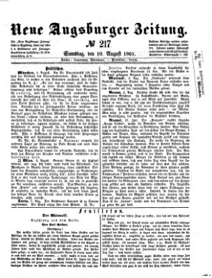 Neue Augsburger Zeitung Samstag 10. August 1861