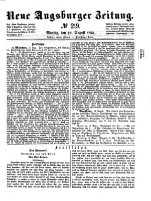 Neue Augsburger Zeitung Montag 12. August 1861