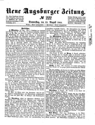 Neue Augsburger Zeitung Donnerstag 15. August 1861