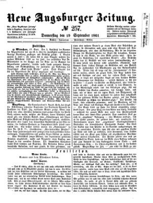 Neue Augsburger Zeitung Donnerstag 19. September 1861