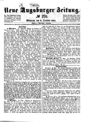 Neue Augsburger Zeitung Mittwoch 2. Oktober 1861