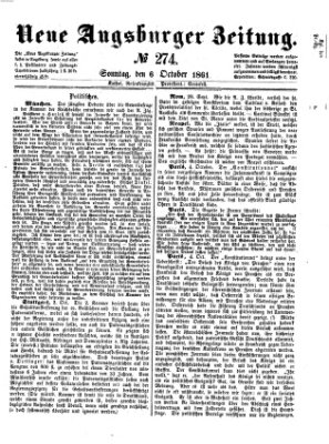 Neue Augsburger Zeitung Sonntag 6. Oktober 1861