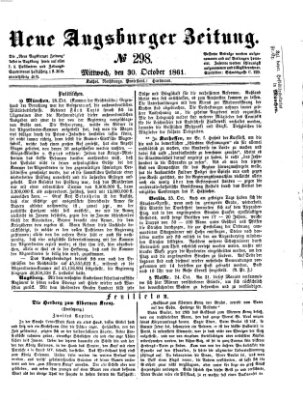 Neue Augsburger Zeitung Mittwoch 30. Oktober 1861