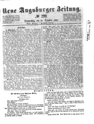 Neue Augsburger Zeitung Donnerstag 31. Oktober 1861