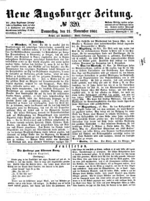 Neue Augsburger Zeitung Donnerstag 21. November 1861