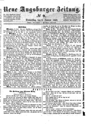 Neue Augsburger Zeitung Donnerstag 9. Januar 1862