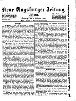 Neue Augsburger Zeitung Sonntag 2. Februar 1862