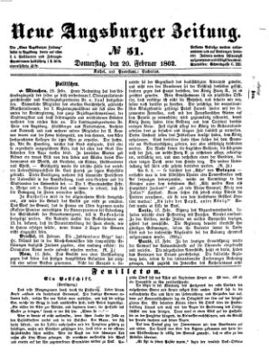 Neue Augsburger Zeitung Donnerstag 20. Februar 1862