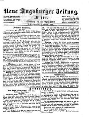 Neue Augsburger Zeitung Mittwoch 23. April 1862