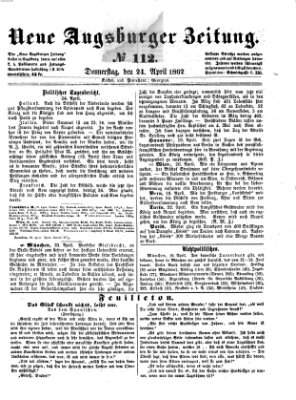 Neue Augsburger Zeitung Donnerstag 24. April 1862