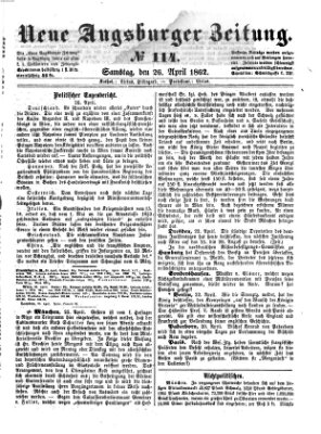 Neue Augsburger Zeitung Samstag 26. April 1862