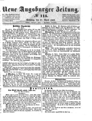 Neue Augsburger Zeitung Sonntag 27. April 1862