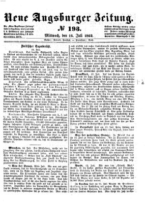 Neue Augsburger Zeitung Mittwoch 16. Juli 1862