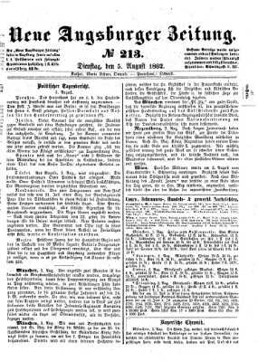 Neue Augsburger Zeitung Dienstag 5. August 1862