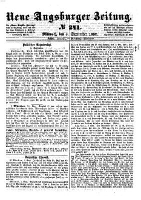 Neue Augsburger Zeitung Mittwoch 3. September 1862