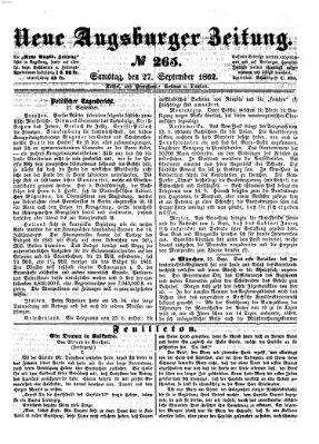 Neue Augsburger Zeitung Samstag 27. September 1862