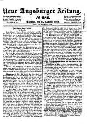 Neue Augsburger Zeitung Samstag 18. Oktober 1862