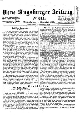 Neue Augsburger Zeitung Mittwoch 12. November 1862