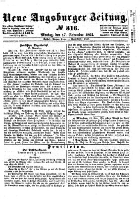 Neue Augsburger Zeitung Montag 17. November 1862