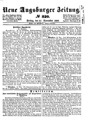 Neue Augsburger Zeitung Freitag 21. November 1862