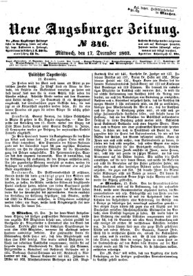 Neue Augsburger Zeitung Mittwoch 17. Dezember 1862