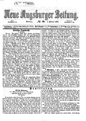 Neue Augsburger Zeitung Montag 9. Februar 1863