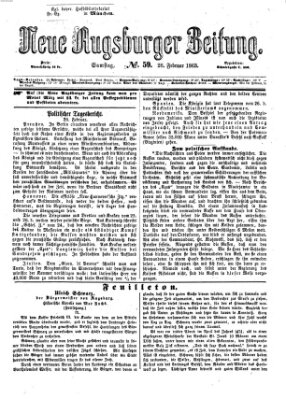 Neue Augsburger Zeitung Samstag 28. Februar 1863