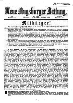 Neue Augsburger Zeitung Mittwoch 15. April 1863