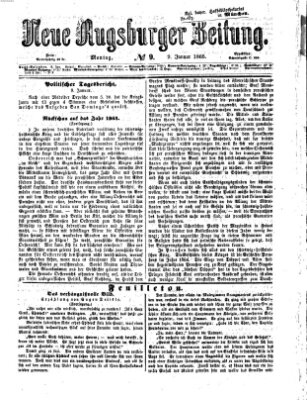 Neue Augsburger Zeitung Montag 9. Januar 1865