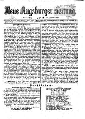 Neue Augsburger Zeitung Donnerstag 23. Februar 1865