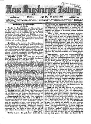 Neue Augsburger Zeitung Montag 27. Februar 1865