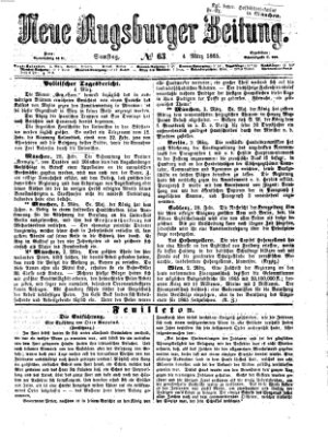 Neue Augsburger Zeitung Samstag 4. März 1865