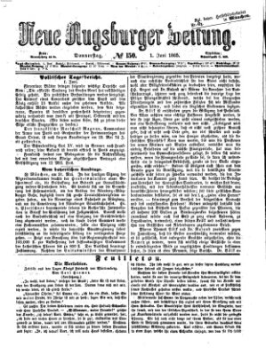 Neue Augsburger Zeitung Donnerstag 1. Juni 1865