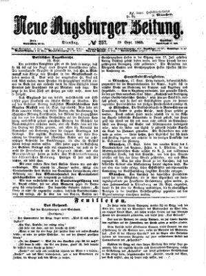 Neue Augsburger Zeitung Dienstag 19. September 1865